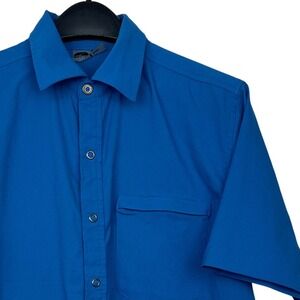 GoLite Tech Hiking Shirt Mens L Snap Up Polyester Wicking Shirt Blue 105002111